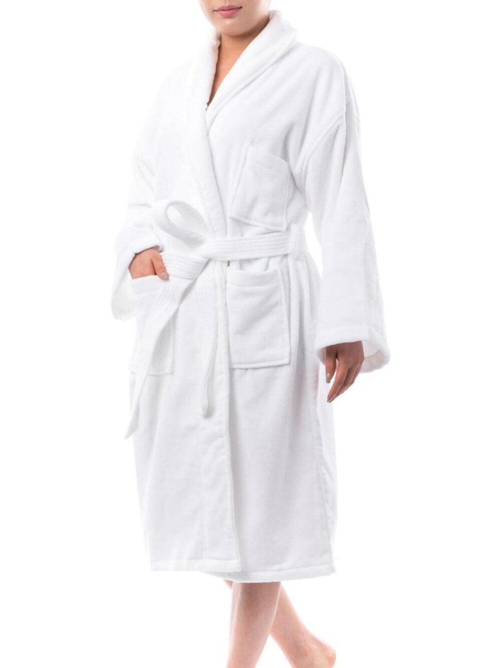 Cozy Women's Cotton Terry Cloth Bathrobe - Shawl Collar Velour Spa Robe